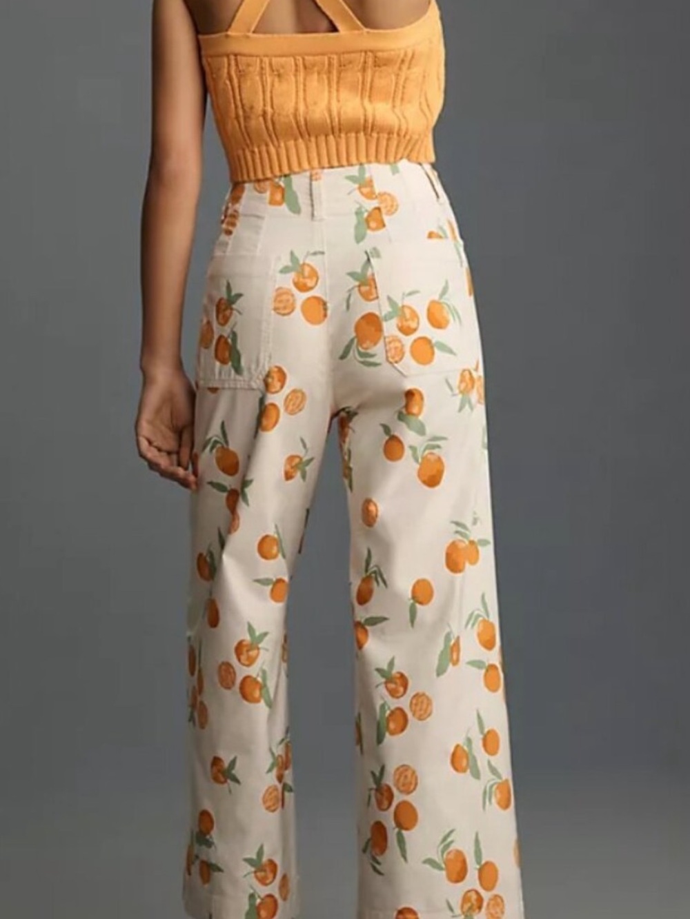Anthropologie Maeve x Dylan Mierzwinski Oranges Colette Cropped Wide-Leg 26 NWT - Picture 2 of 5